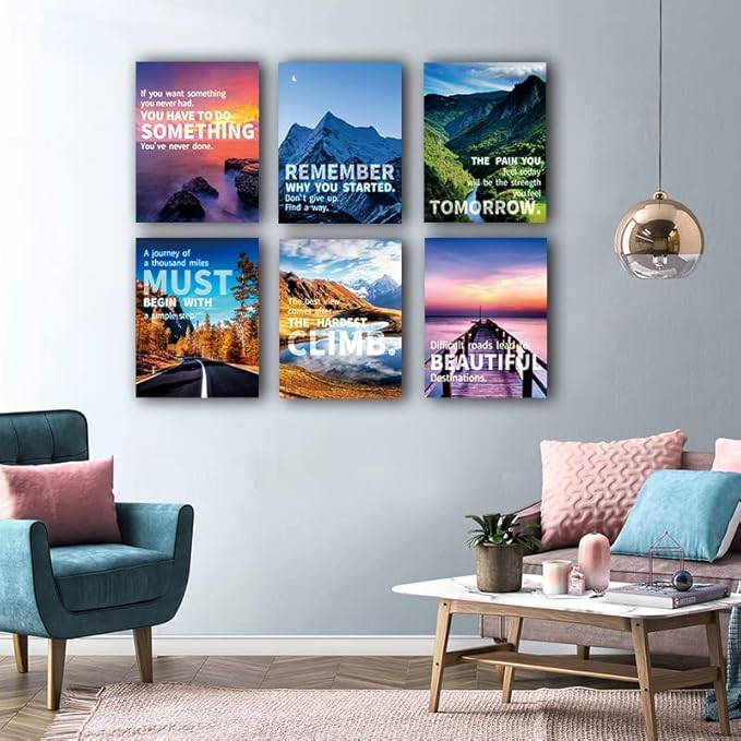 Landscape Canvas Wall Art，Motivational Wall Art Decoration Painting .Suitable forGym, Library, Office, Living Room and Home Deco,Tabletop/Hanging(29x38cm) Framed 2