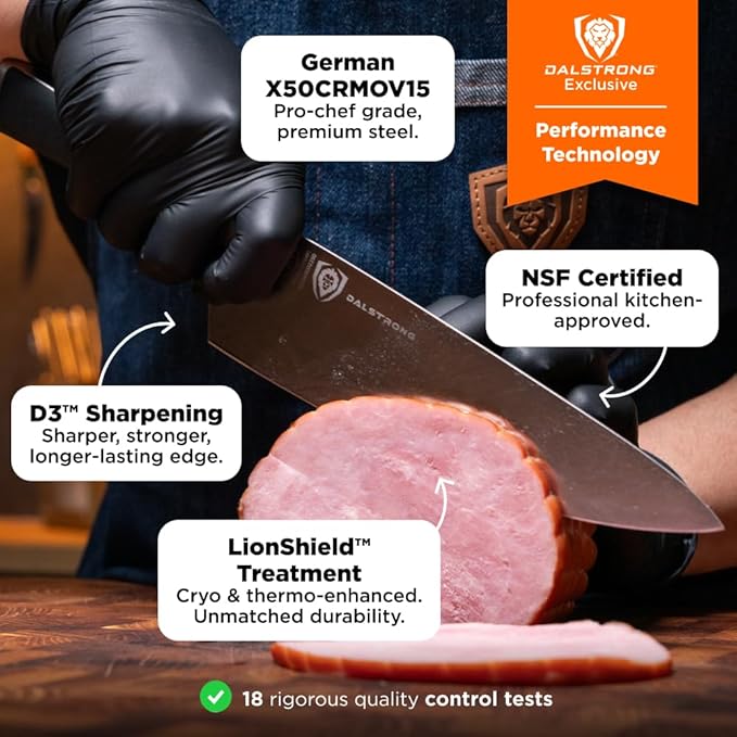 Dalstrong 24 Piece Block Knife Set - Vanquish Series - Stainless Steel Knife Set with Block & Kitchen Scissors - Forged High Carbon German Steel - Premium POM Black Handles - NSF Certified