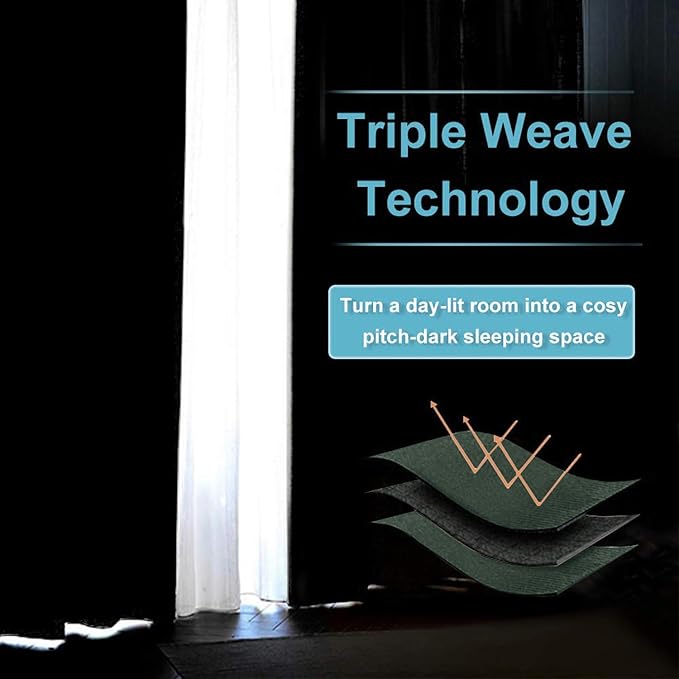 RYB HOME Curtains for Bedroom 63 inches Long, Blackout Thermal Insulating Window Treatment Drapes for Living Room Bathroom Basement Laundry Classroom, W 34 x L 63, Dark Green, 2 Panels