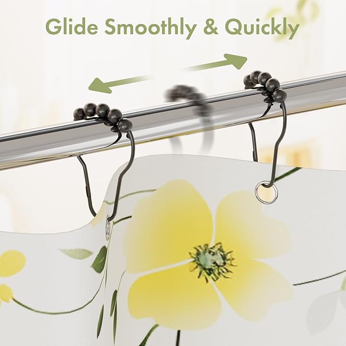 Black Shower Curtain Hooks, Amazer Shower Curtain Hooks, Shower Hooks for Shower Curtain, Decorative Shower Curtain Hooks Rust Proof Stainless Steel Shower Curtain Hooks Set of 12