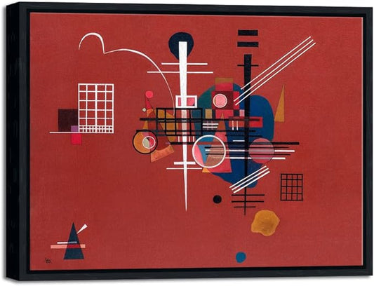 Wieco Art Framed Canvas Wall Art Prints Dull Red,1927 by Wassily Kandinsky Classic Famous Paintings Reproductions Canvas Wall Art for Home Decoration Office decorationsand
