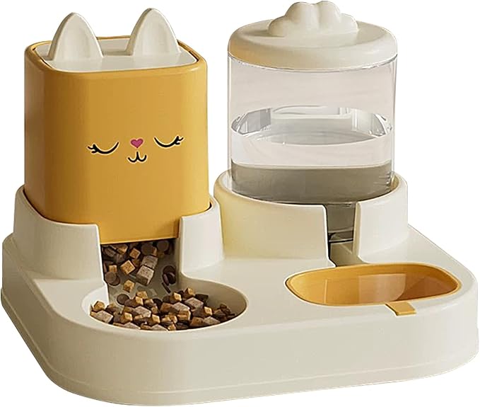 Automatic Dog Feeder and Water,Large Capacity Dog Food Container Water Dispenser - Automatic Pet Feeder Double Bowls, Dry and Wet Separation Feeding Station for Dogs Cats