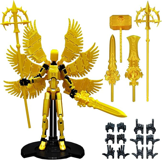 (Assembly Completed) 3D Printed T13 Action Figure, 5.5 Inch Multi-Jointed Movable Dummy 13 Toy,Dummy 13 Robot Action Figure with Lots of Weapons ﻿