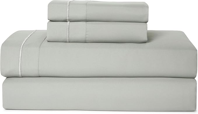 CASUAL LIVING King Sheets 4 Piece Set with 2 Pillowcases, Soft Microfiber Hypoallergenic Washable Deep Pocket Lightweight Bedding Elasticized, King Sheet Sets, Green