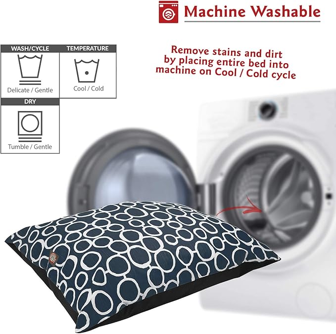 Majestic Pet Rectangle Large Dog Bed Washable – Non Slip Comfy Pet Bed – Dog Crate Bed Super Value Pillow Dog Bed – Dog Kennel Bed for Sleeping - Dog Bed Large Breed 46 x 35 Inch – Fusion Navy