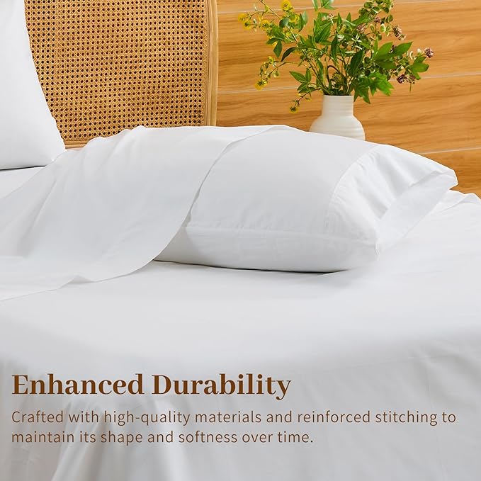 Bedlifes Deep Pocket Sheets 18-24 Inch, King Size Egyptian Cotton 1000 Thread Count, 4-Piece - Fits Extra Thick Mattresses, Cooling & Breathable (White)