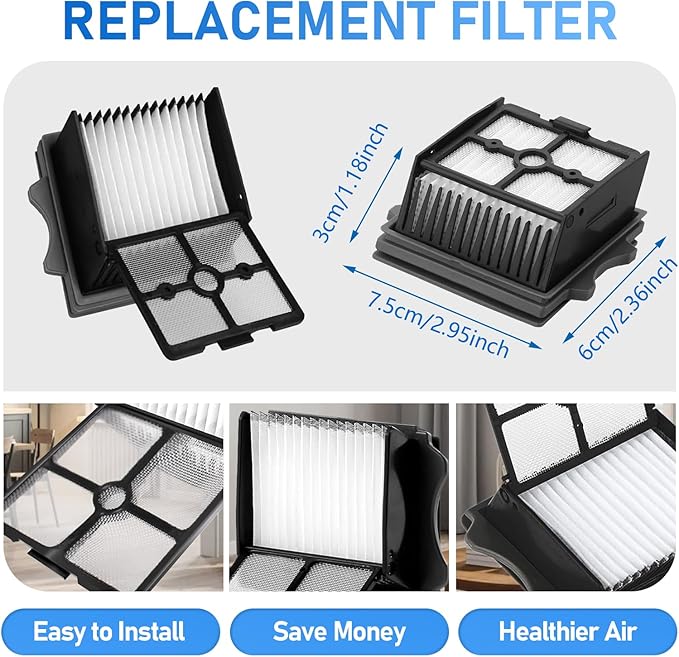 【Only S5 Combo】Roller Brush Replacement and Vacuum Filter Kit Compatible with Tineco Floor ONE S5 Combo Cordless Wet Dry Vacuum Cleaner, 2 Brush Rollers + 2 Vacuum HEPA Filters (Only Fit S5 COMBO)