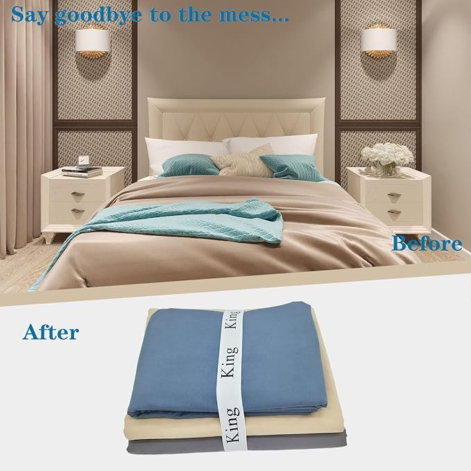 6 Pieces Bed Sheet Organizer Bands, Sheet Organizers and Storage Label Bands, Sheet Label for Bedding, Sheets Organizer for Closet,Sheet Keepers Linen Labels Bedding Bands (King)