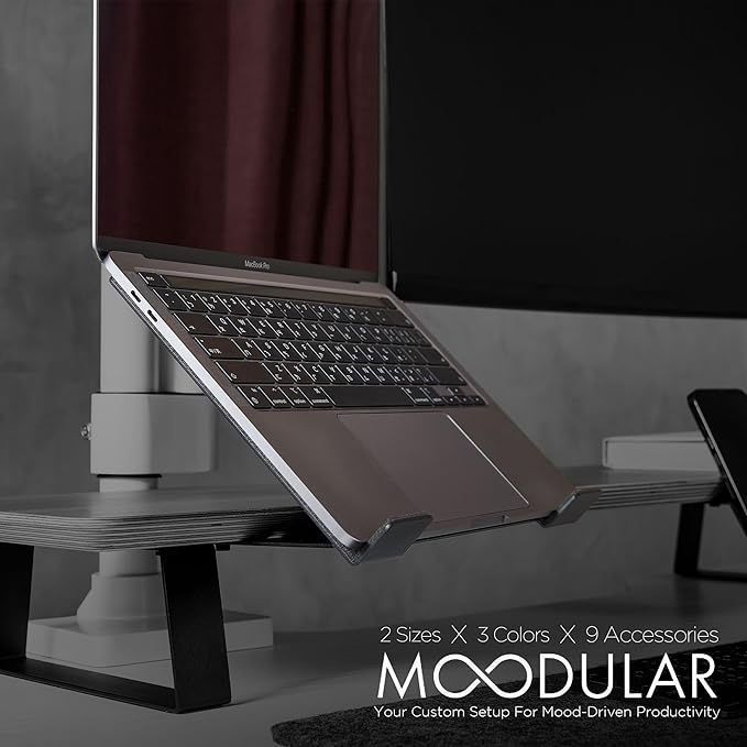 Moodular Add-ons Laptop Tray Stand [Accessory Only - Requires Moodular Wooden Monitor Stand Slide Rails for Use] Black MSA-LT