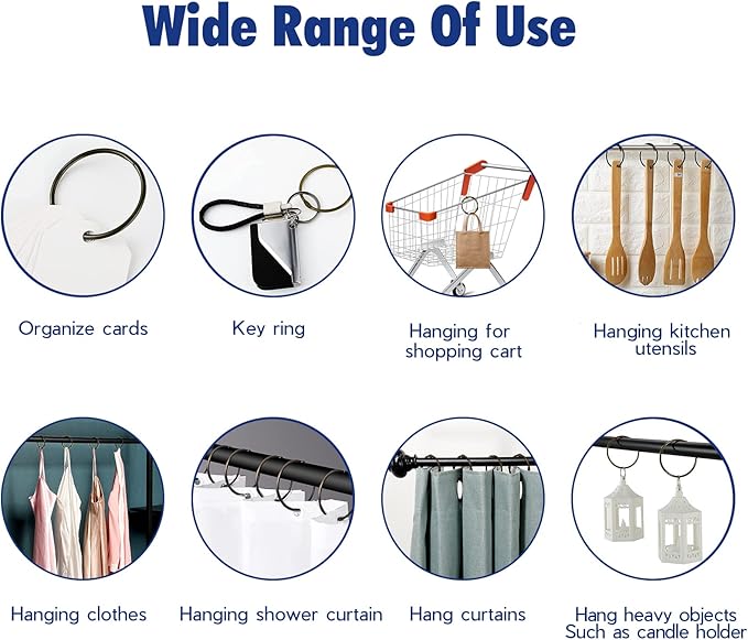 UNCONSIL 24 Pack Shower Curtain Rings, Rust Proof, ORB, Zinc Alloy, 2 Inch, Circular, Decorative, Loose Leaf Rings