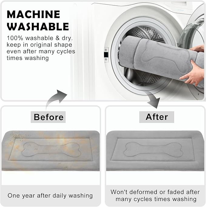 JoicyCo Extra Large Dog Bed Soft Dog Crate Pad Mat 48 in Non-Slip Bottom Washable Dog Sleeping Mattress Pet Beds Cat Beds Kennel Pads