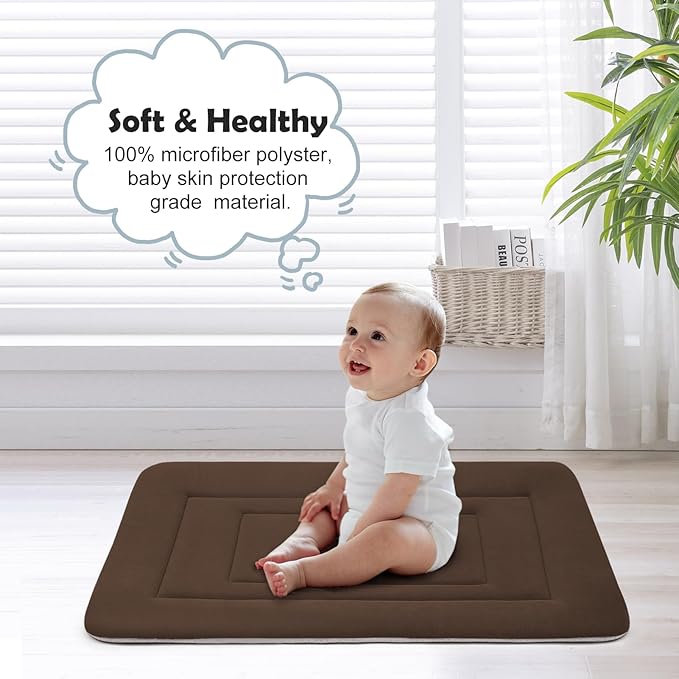 JoicyCo Dog Bed Soft Dog Crate Bed Pad Mat, 36 in Non Slip Bottom Washable Beds for Medium and Large Dogs, Pet Bed Mattress Kennel Pad, Dark Brown