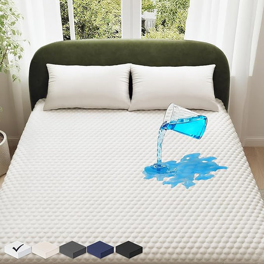 OhGeni 100% Waterproof Mattress Protector, Queen Size Mattress Pad, Fits 6"-20" Mattresses with Deep Pocket, Cooling, Breathable Fitted Sheets, Soft Bed Cover, Noiseless, Machine Washable