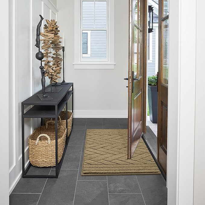 Tindbea Dog Mat for Muddy Paws,Absorbs Moisture Dirt Non-Slip Washable Mud Mat for Dogs,Soft Rubber Backing Front Inside Pet Rug for Entryway, Mud Dog Paws, Patio(20"x48",Light Taupe)