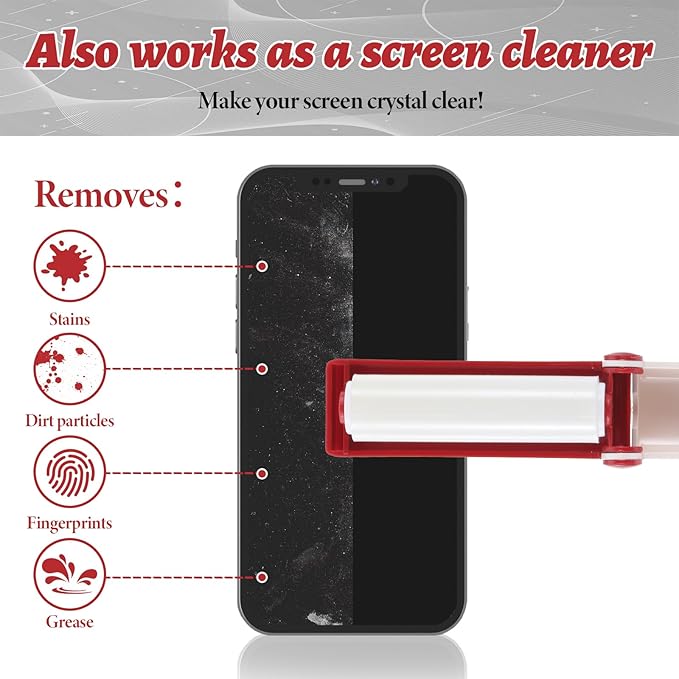 2 Pcs Portable Mini Lint Remover, Mini Lint Roller, Washable Reusable Phone Screen Cleaner, Pet Hair Remover for Clothes and Pet Hair