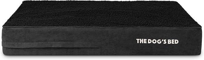 The Dog’s Bed Orthopedic Memory Foam Dog Bed, Large Black Plush 40x25, Pain Relief for Arthritis, Hip & Elbow Dysplasia, Post Surgery, Lameness, Supportive, Calming, Waterproof Washable Cover