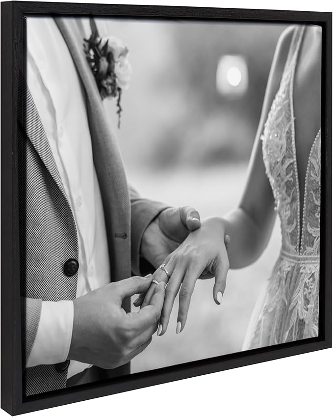 Kate and Laurel Custom Printed Framed Canvas Wall Art, 22x22 Black, Sylvie Square Personal Canvas Print with Your Photos for Bedroom or Living Room Gallery Wall | Printed and Hand Framed in the USA