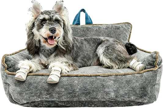 Small Dog Bed, Washable Pet Bed with Removable Cover, with Sides, Carry Handle & Side Pockets .Plush Chenille Orthopedic Pet Bed Couch for Small Breed Dogs & Cats .Calming