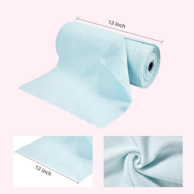 & PLUSH Microfiber Cleaning Cloth Roll - 50 Pack, Tear Away Microfiber Towels, 12" x 12", Reusable, Washable, Streak Free, Ultra Absorbent Dish Rags for Car, Home, Garage or Shop (Blue)