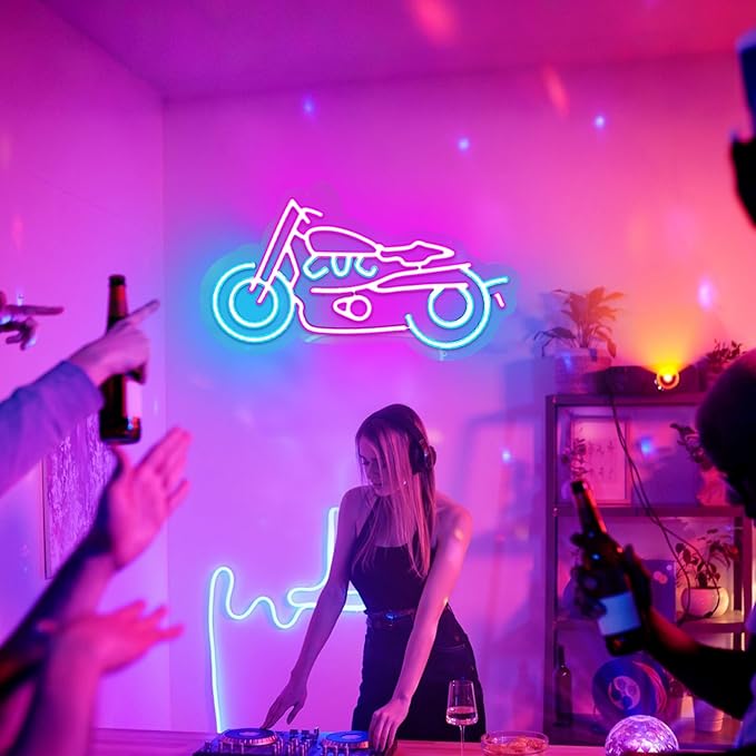 Motorcycle Neon Sign Motorcycle Neon Light LED Neon Sign for Wall Decor Dimmable LED Neon Light for Club, Kids gifts, Bedroom decor, Home decor, Living Room Decoration, 15.75''x8.66''