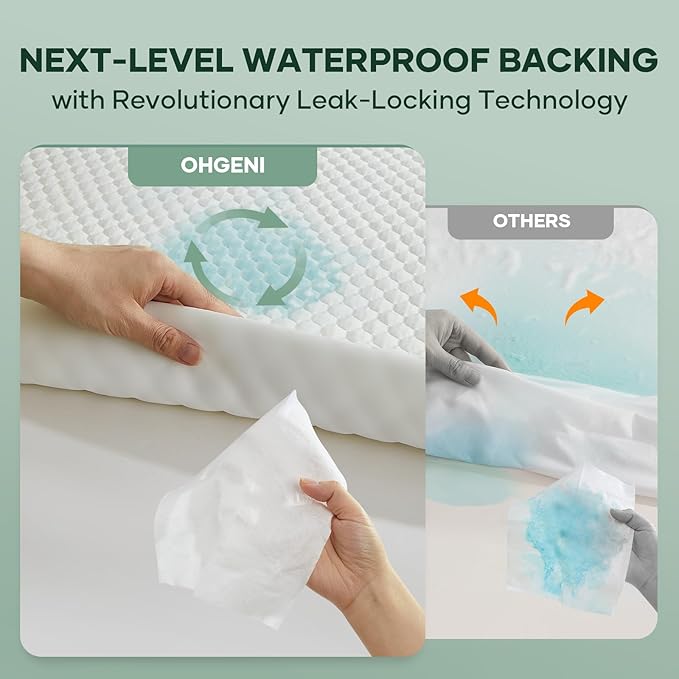 OhGeni 100% Waterproof Mattress Protector, Fitted Sheet,Full -2 Pack with Stretchable Pockets, Deep Sleep Noiseless Soft. Breathable Cooling Hypoallergenic Material, Mattress Cover for Bed