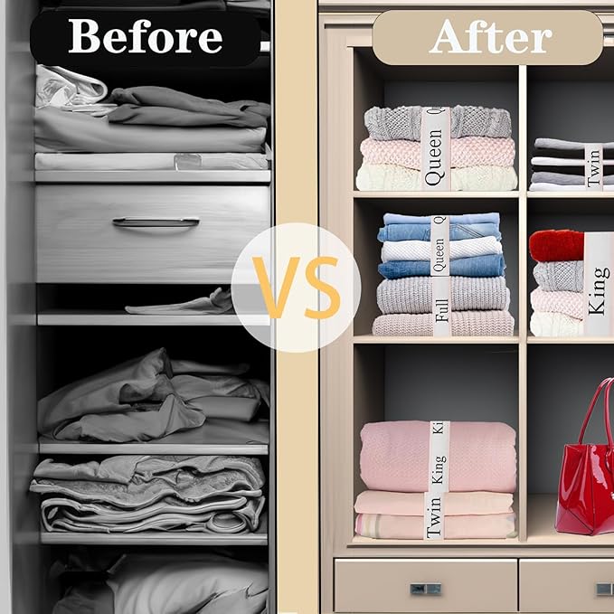 8 Pieces Bed Sheet Organizer Bands, Sheet Organizers and Storage Label Bands, Sheet Label for Bedding, Sheets Organizer for Closet,Sheet Keepers Linen Labels Bedding Bands (Pink, Mix 8Pcs)