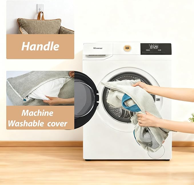 Small Dog Bed, Washable Pet Bed with Removable Cover, with Sides, Carry Handle & Side Pockets .Plush Chenille Orthopedic Pet Bed Couch for Small Breed Dogs & Cats .Calming