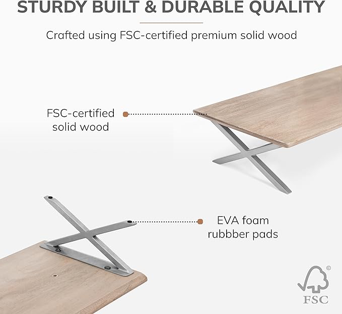 Anji Mountain Monitor Stand - Desktop Organizer & Laptop Riser, Ergonomic Monitor Riser, Space-Saving Monitor Stand for Desk, Durable Construction, Easy Assembly, Ideal for Home & Office,Biscotti