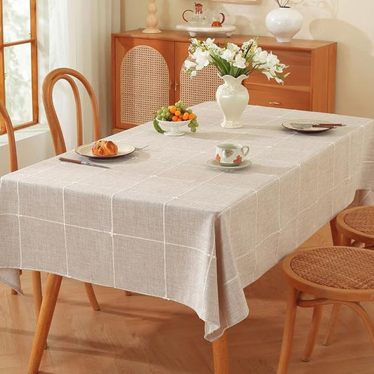 TruDelve Gray Cloth Tablecloths for 6 Foot Rectangle Tables Rustic Cotton Fabric Tablecloth for Kitchen Dining Table Cover(Linen,86"x52",Rectangular)
