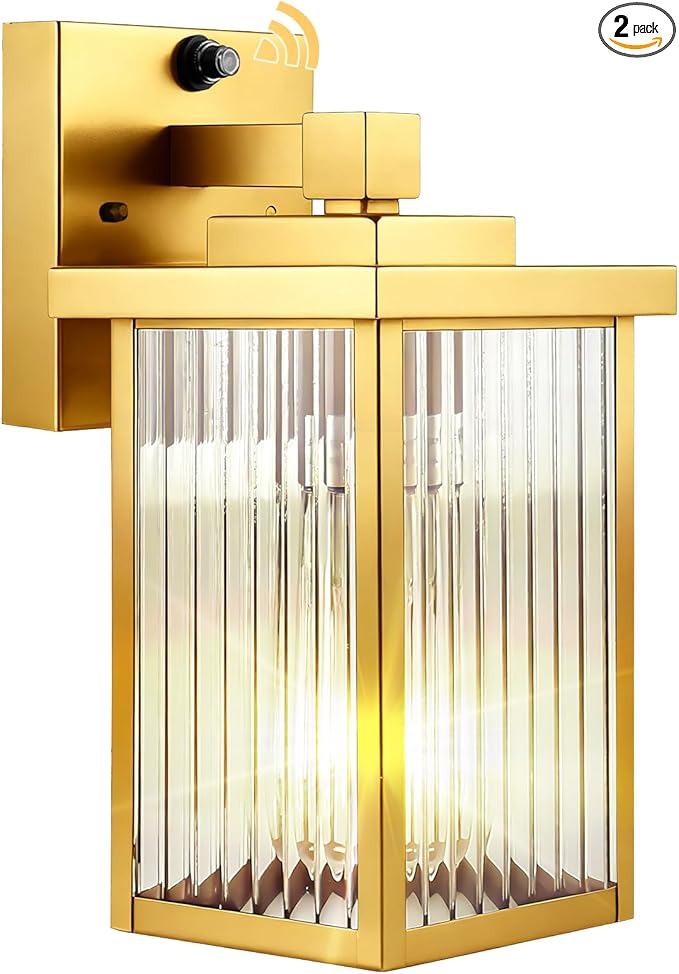 1 Pack Dusk to Dawn Outdoor Lighting, Waterproof Outdoor Porch Light with Tempered Glass, Outdoor Light Fixture for House Exterior Front Door Garage Patio (Gold Color)