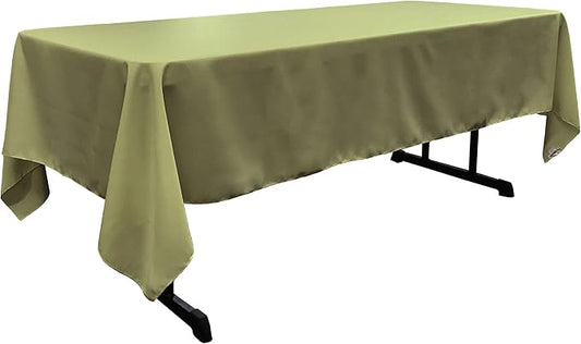 LA Linen Polyester Poplin Washable Rectangular Tablecloth, Stain and Wrinkle Resistant Table Cover 60x102, Fabric Table Cloth for Dinning, Kitchen, Party, Holiday 60 by 102-Inch, Sage Dark