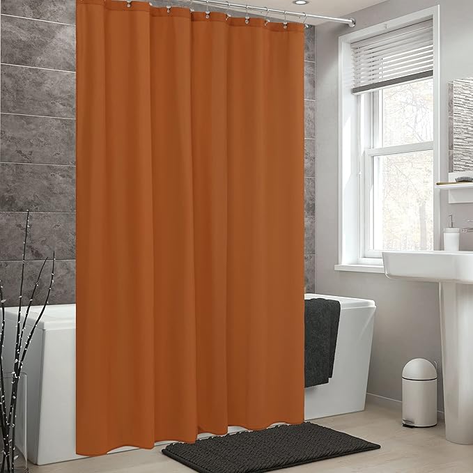 ALYVIA SPRING Stall Fabric Shower Curtain Liner Waterproof - Soft & Lightweight Small Shower Curtain with Magnets for Narrow Stall Size, Machine Washable - 36x72, Burnt Orange