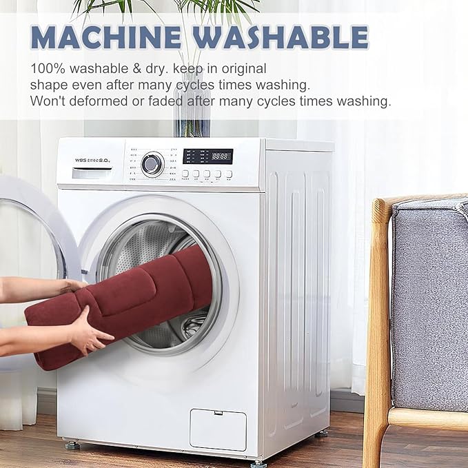 JoicyCo Dog Bed Soft Dog Crate Bed Pad Mat, 36 in Non Slip Bottom Washable Beds for Medium and Large Dogs, Pet Bed Mattress Kennel Pad, Dark Red