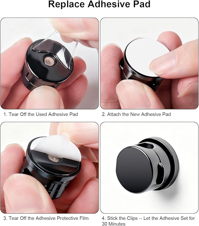 OneLeaf 12 Pack 360° Rotatable Spring Cable Clips[1s Lock], Adhesive Cord Holder for Nightstand, Phone Charger Cord Holder for Desk Home Office Car Game Station