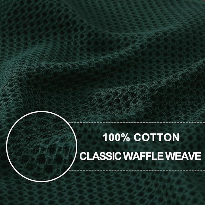 Homaxy 100% Cotton Waffle Weave Kitchen Dish Cloths, Ultra Soft Absorbent Quick Drying Dish Towels, 12 x 12 Inches, 6-Pack, Blackish Green
