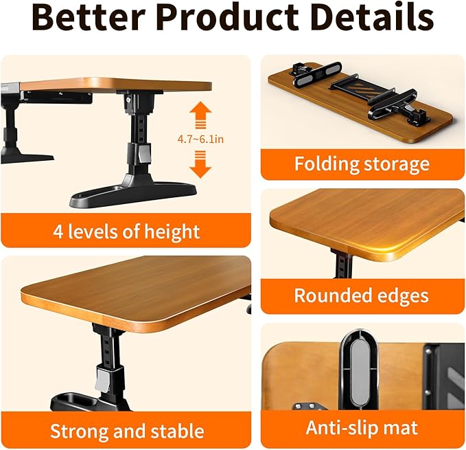 Wooden Monitor Stand Riser for Desk,Adjustable Height Monitor Shelf Riser with Phone Holder,Desk Storage Organizer Accessories,Wood Computer Screen Stands for Office,Home,Laptop,Printer,TV