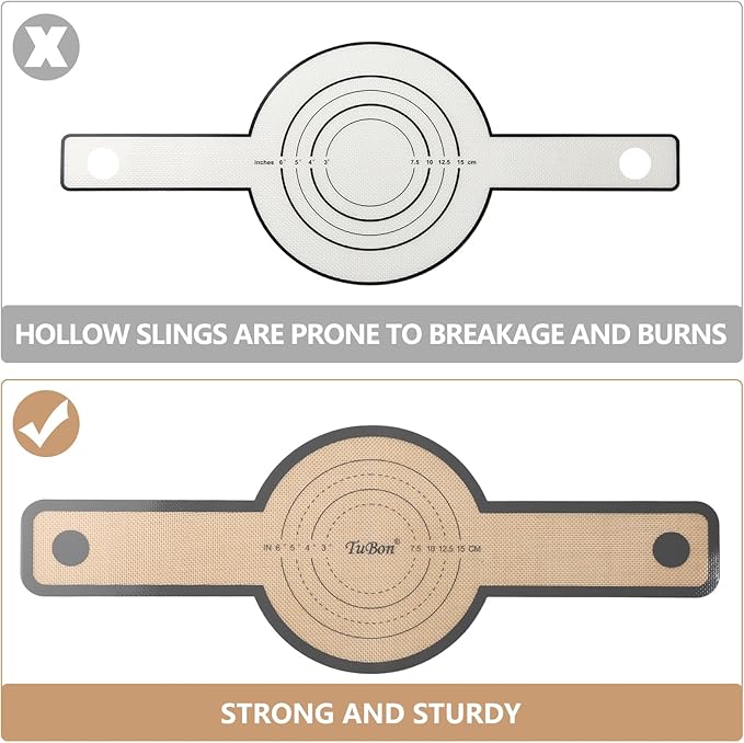 TuBon Silicone Bread Sling for Dutch Oven,Non-Stick & Easy Clean & Odor-Free, Reusable Silicone Bread Baking Mat with Long Handles, Easy to Transfer Sourdough Bread(2 Grey pcs)