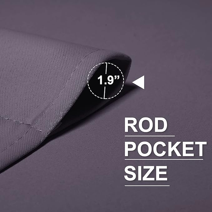 RYB HOME Bedroom Curtains Blackout - Light Block Energy Efficiency Small Window Treatment Drapes for Kitchen Dining Baby Nursery Morden Decor, W 42 x L 54 inch, Greyish Purple, 2 Panels