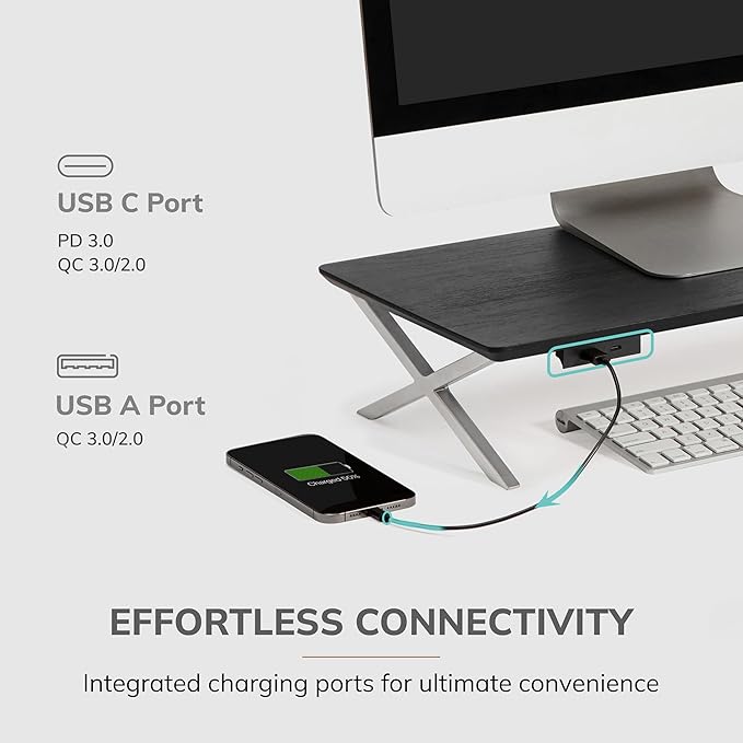 Anji Mountain Monitor Stand - Desktop Organizer & Laptop Riser, Ergonomic Monitor Riser, Space-Saving Monitor Stand for Desk, Durable Construction, Easy Assembly, Ideal for Home & Office,Black