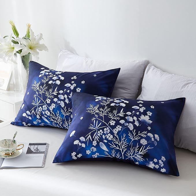 Cupocupa Duvet Cover Queen Size Set Boho Floral Pattern Queen Duvet Cover Set for Queen Size Bed Vintage Soft Bedding Leaf Print Duvet Cover with Pillowcases