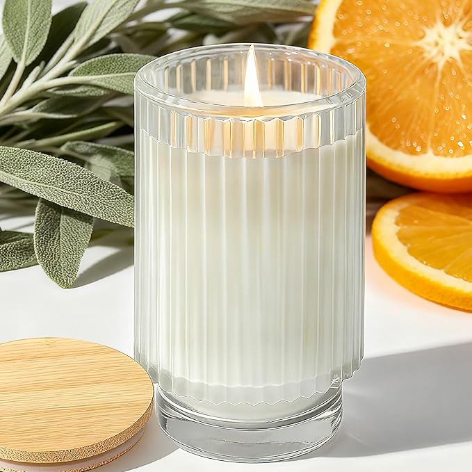 Sage Citrus Candles for Home Scented, Over 70 Hour Burn Time Large Aromatherapy Jar Candle with Lid, Home Fragrance Soy Candle for Women & Men