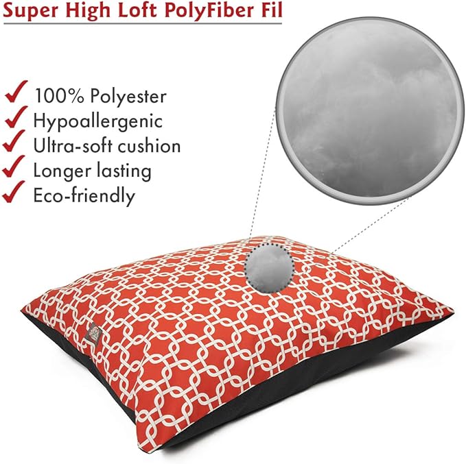 Majestic Pet Medium Dog Bed Washable Non Slip Comfy Rectangle Pet Bed Super Value PillowKennel Dog Bed for Medium Breed Sleeping - Multipurpose 35 x 28 Inch Links Red