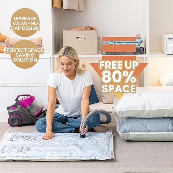 TAILI 12 Pack Vacuum Storage Bags, Jumbo Vacuum Seal Bags for Clothing (40x31 Inch), Space Saver for Bulky Comforter Blankets, Bedding, Pillows, Clothes, Saving More Closet Space