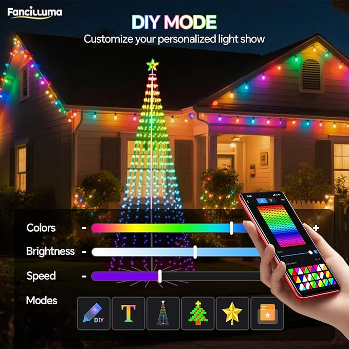 10 FT Outdoor Christmas Tree,Smart APP Remote Control RGB Color Changing DIY Timer 514 LED Christmas Tree for Indoor Outdoor Decorations