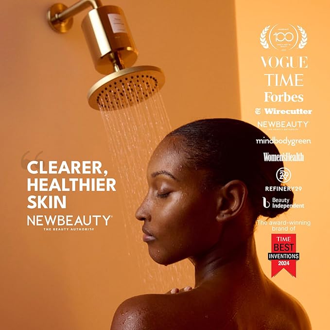 Filterbaby Pro Series Shower Filter,Doctor Developed,All-Metal Titanium Aluminum,Lab Tested to Reduce up to 99% Chlorine/Chloramine/Lead/Certain Heavy Metals, Great Water Pressure,Long Lasting,Gold