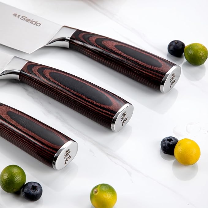 17-Piece Master Chef Knife Block Set – Damascus Steel & Acacia Wood Block