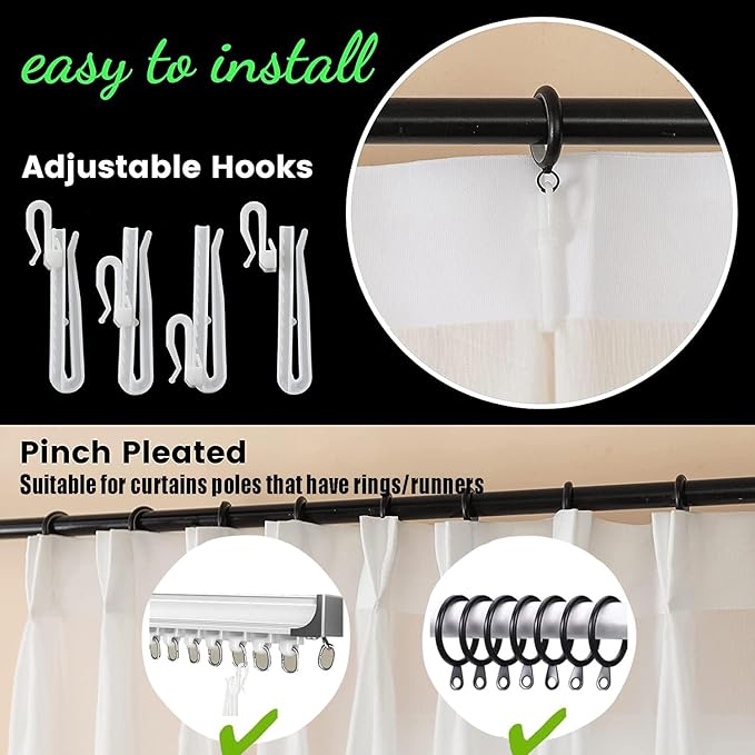 102 Inches Long Pinch Pleated Curtains White Semi Sheer Light Filtering Window Curtains for Living Room Bedroom 1 Panel Sliding Glass Door for Pinch Pleat Drapes, W52 x L102