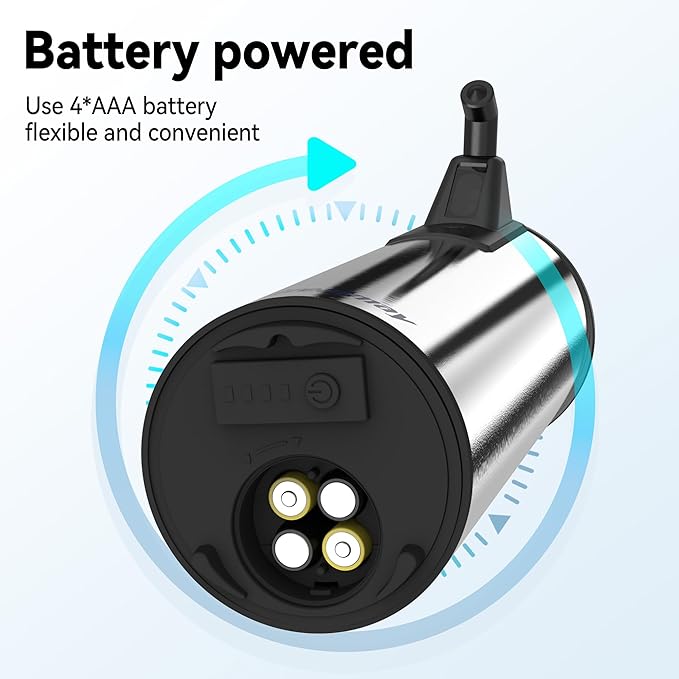 Automatic Soap Dispenser,Stainless Steel Material, Rechargeable Touchless Hand Sanitizer Pump,4 Adjustable Levels Smart Electric Dispenser,Suitable for Bathroom,Kitchen (Battery Silver)