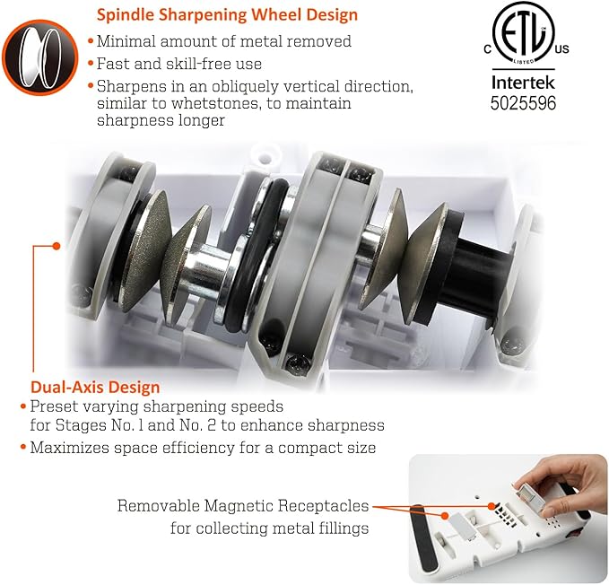 SHARPAL 198H Electric Knife Sharpener, Premium Durable Monocrystalline Diamond Wheels, Professional Knife Sharpening for All Knives–Japanese, Chef's, and Pocket Knives, Quick & Effortless Razor-Sharp