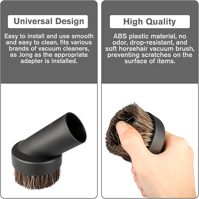 Round Dust Brush For Shark Vacuum Attachments - Vacuum Brush Attachment - 25mm Soft Horse Hair 1.25" Vacuum Attachment & Brushes Replacement for Most Vacuum Cleaners Accessories